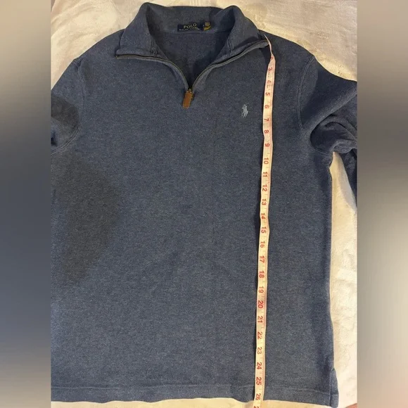Polo Ralph Lauren Men’s 1/4 Zip Mock Neck Pullover Sweater Blue Size M - Picture 7 of 8